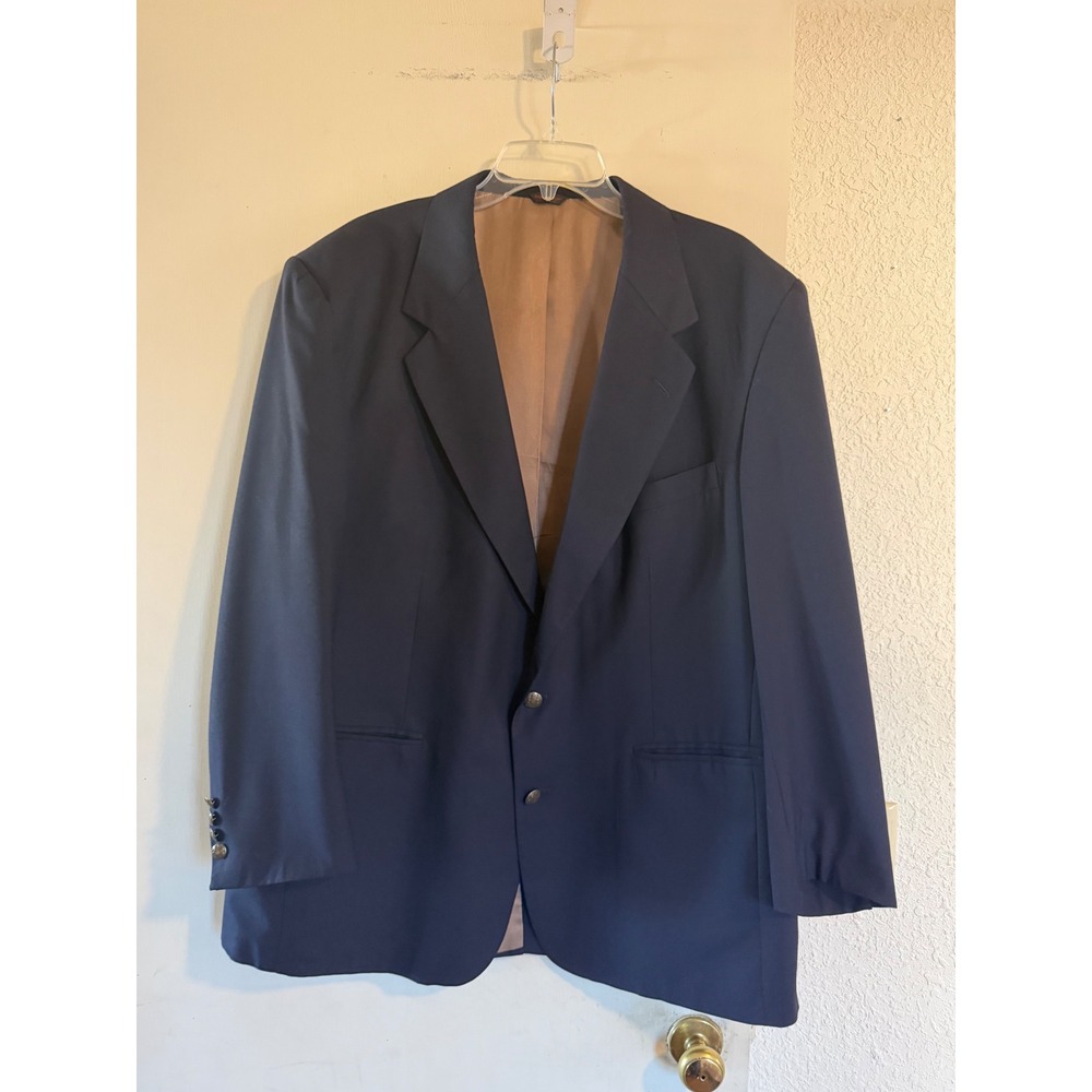 Club Room Navy Blue Wool Blazer Mens Size 46 Regular Classic Sport Coat Business